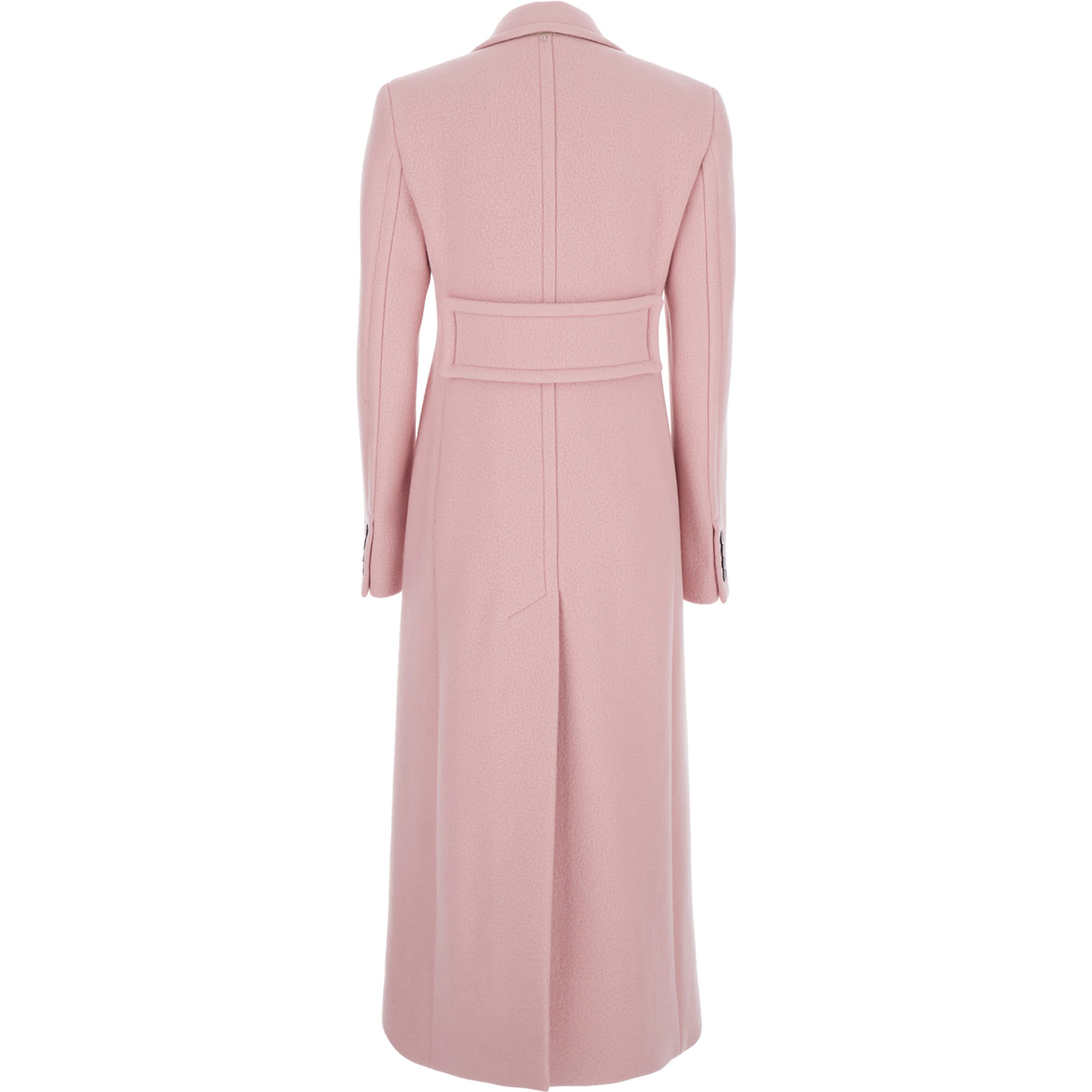 Pink Coat with Double-breasted Fastening in Virgin Wool Woman