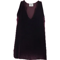 Violet Sleeveless Top with V-Neck in Velvet Woman