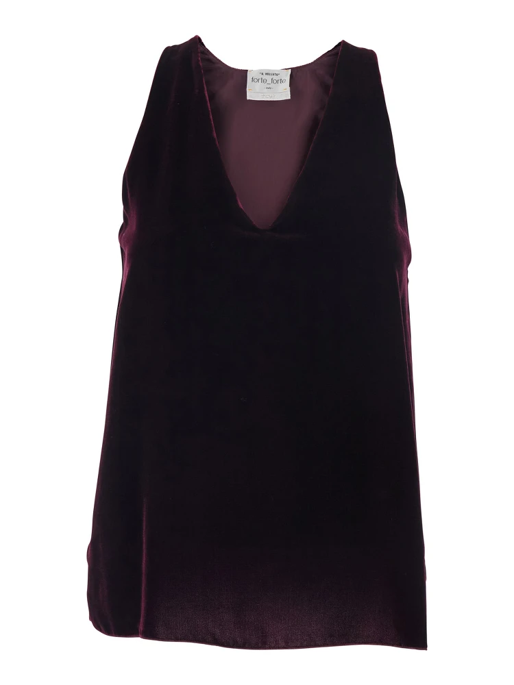 Violet Sleeveless Top with V-Neck in Velvet Woman