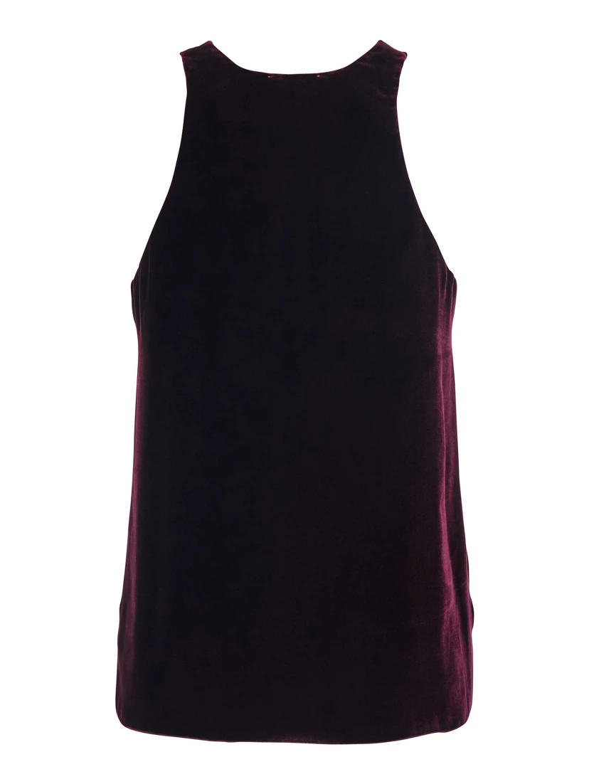 Violet Sleeveless Top with V-Neck in Velvet Woman