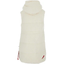 Cortina White Sleeveless Down Jacket with Logo Patch on the Front in Faux Fur Woman