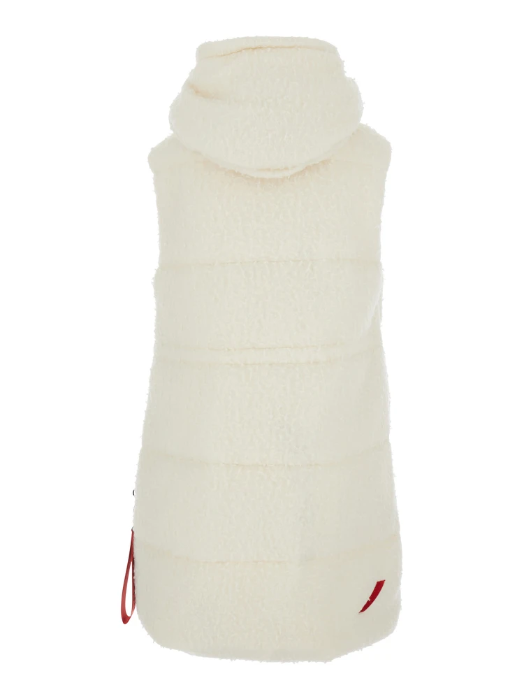 Cortina White Sleeveless Down Jacket with Logo Patch on the Front in Faux Fur Woman alternative