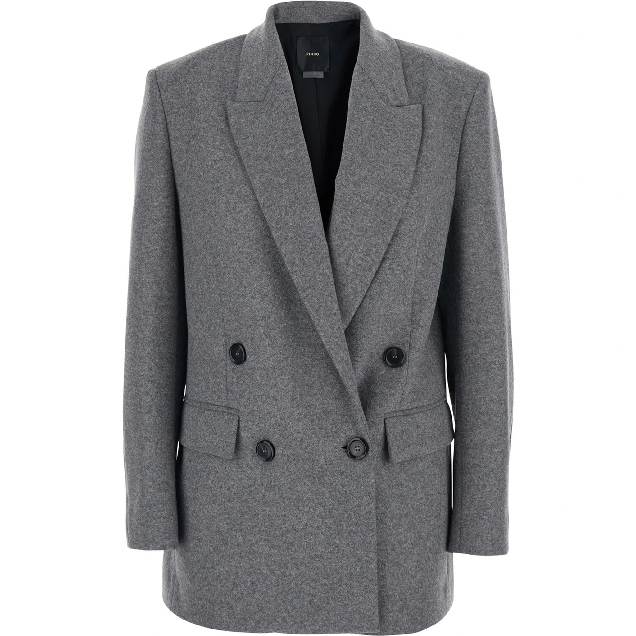 Amora Grey Double-Breasted Jacket with Peak Revers in Wool Blend Woman