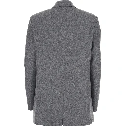 Amora Grey Double-Breasted Jacket with Peak Revers in Wool Blend Woman
