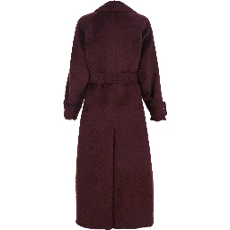 Albata Bordeaux Coat with Peak Revers and Front Belt Closure in Wool Woman