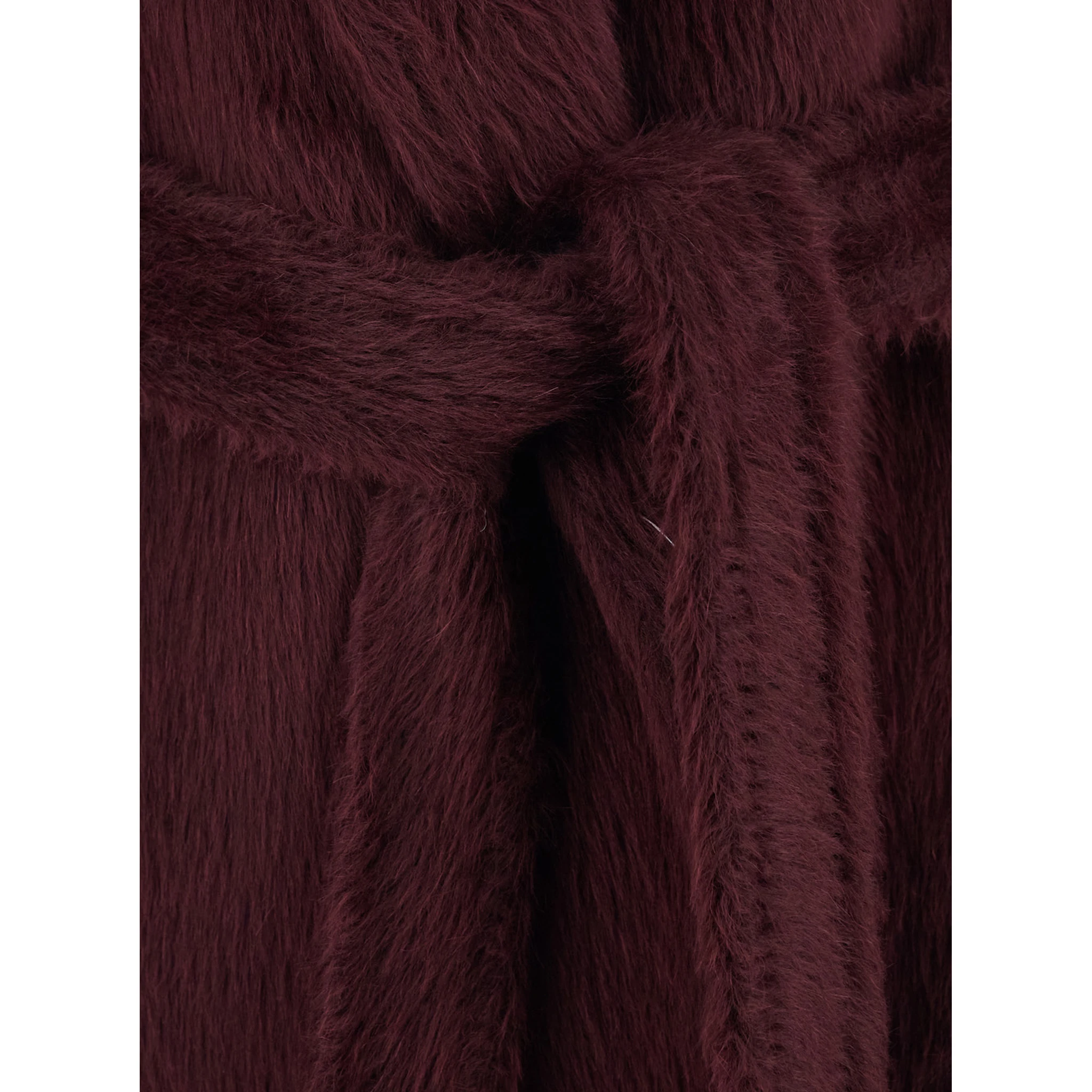 Albata Bordeaux Coat with Peak Revers and Front Belt Closure in Wool Woman