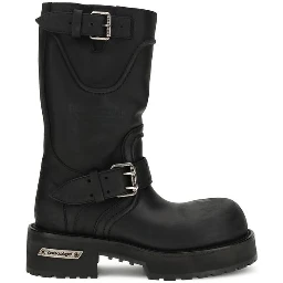 Black Calf Leather Bos Taurus Lace-Up Boots