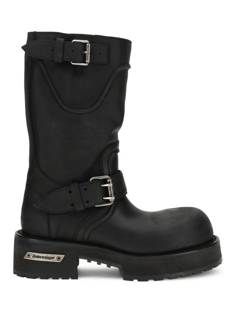 Black Calf Leather Bos Taurus Lace-Up Boots