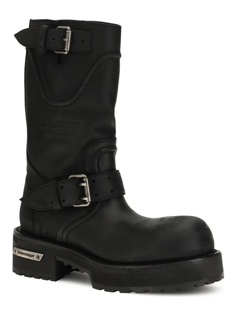 Black Calf Leather Bos Taurus Lace-Up Boots