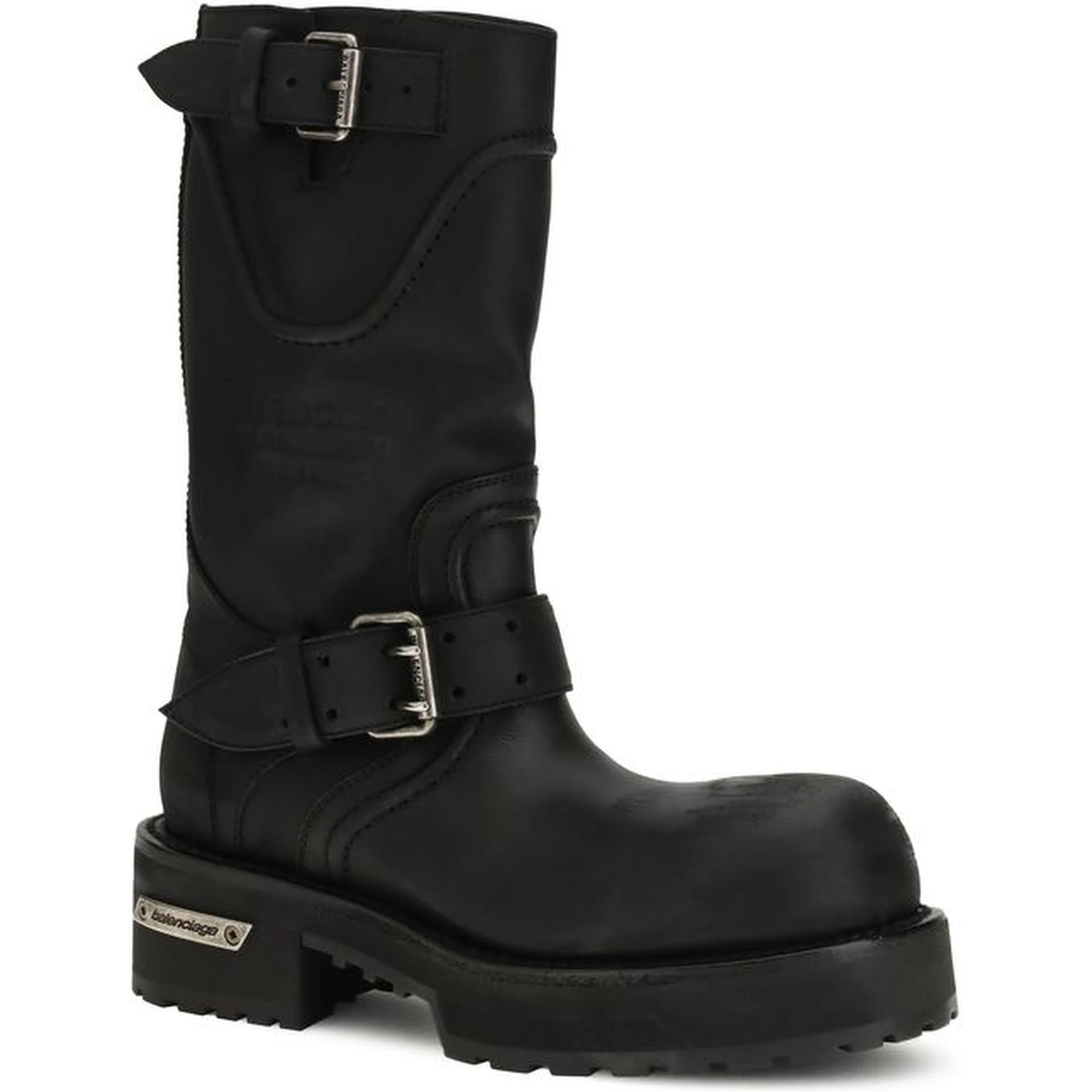 Black Calf Leather Bos Taurus Lace-Up Boots