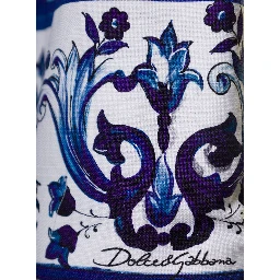 Multicolor Kimono Bathrobe with All-Over Blu Mediterraneo Print in Cotton Dolce & Gabbana