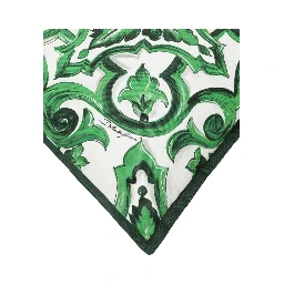 Green and White Small Cushion with All-Over Print in Cotton Home