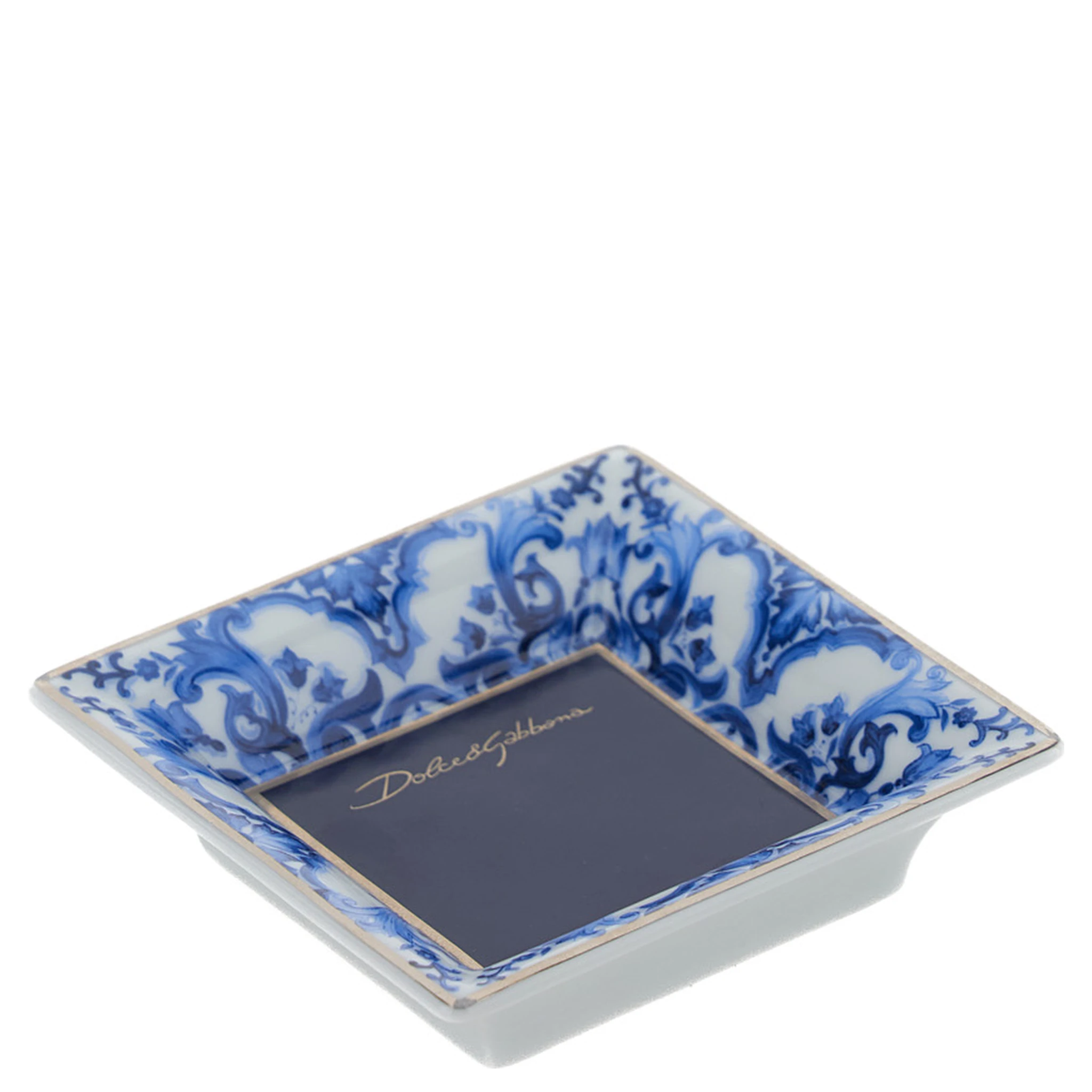Blue and White Trinket Tray with Blu Mediterraneo Motif in Porcelain