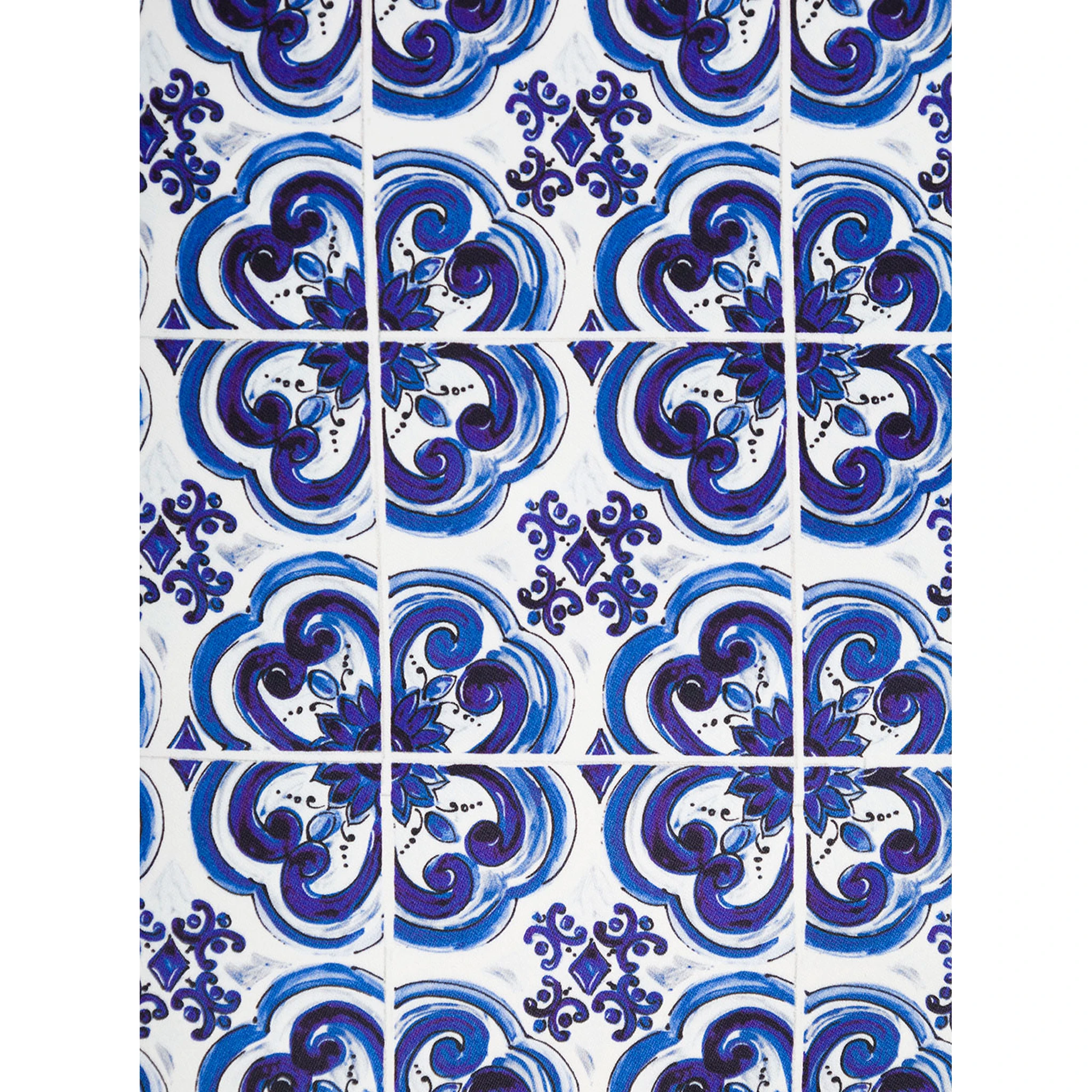 Blue and White Small Cushion with Blue Mediterranean Print in Duchesse Cotton Dolce & Gabbana