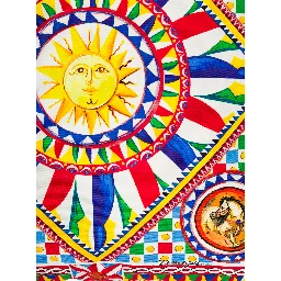 Multicolor Small Cushion with Carretto Foulard Print in Cotton Dolce & Gabbana