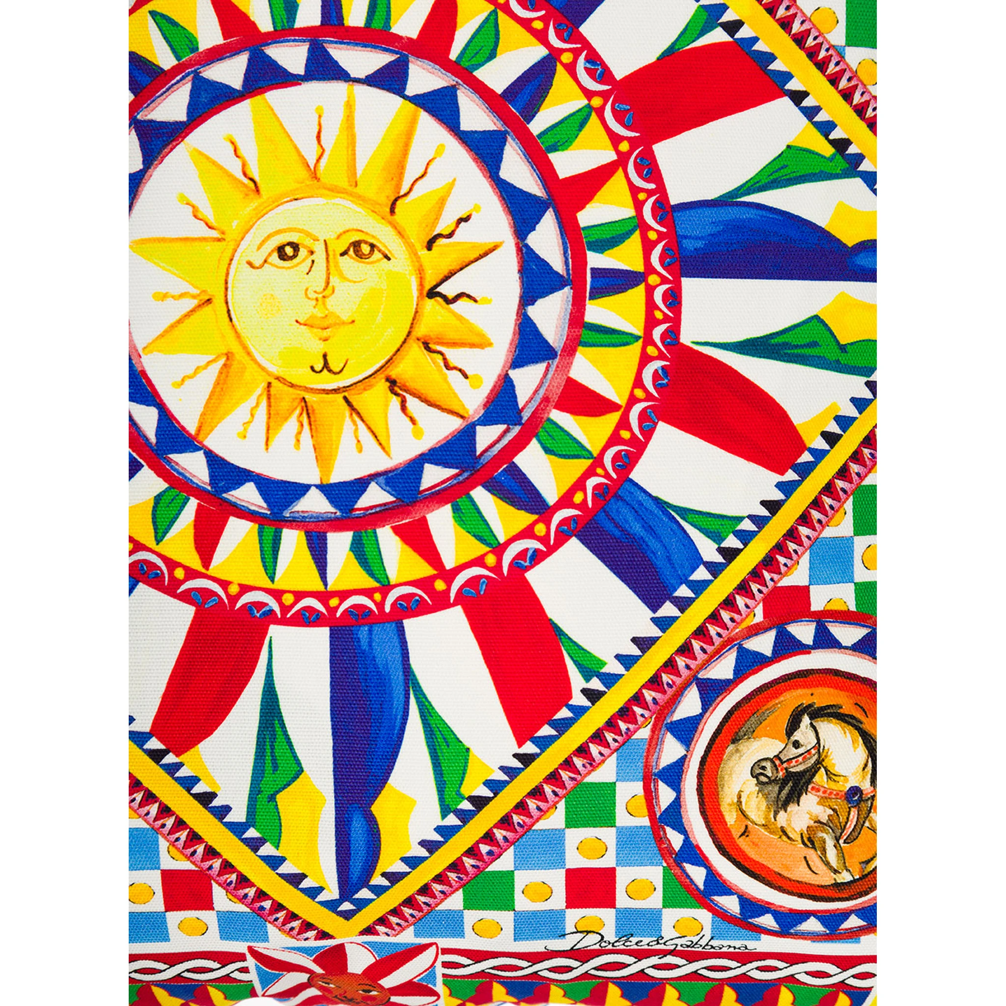 Multicolor Small Cushion with Carretto Foulard Print in Cotton Dolce & Gabbana
