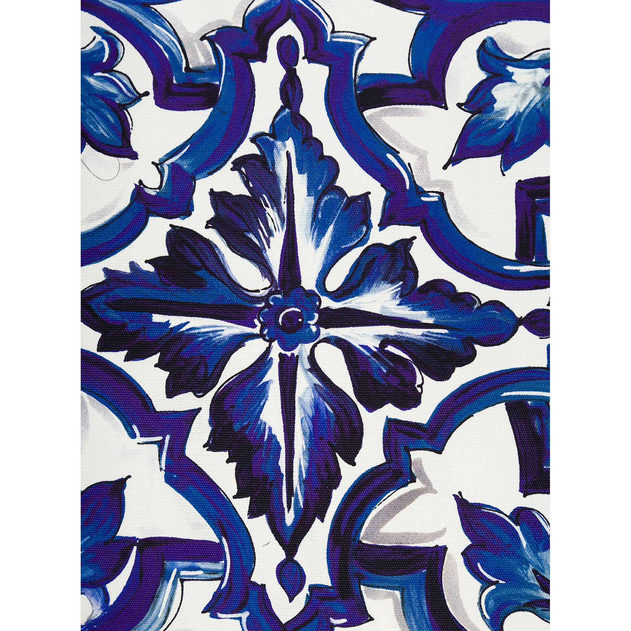 Blue and White Small Cushion with Blue Mediterranean Print in Cotton Dolce & Gabbana