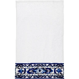 Set of 5 White and Blue Towels with Mediterraneo Print in Cotton Dolce & Gabbana