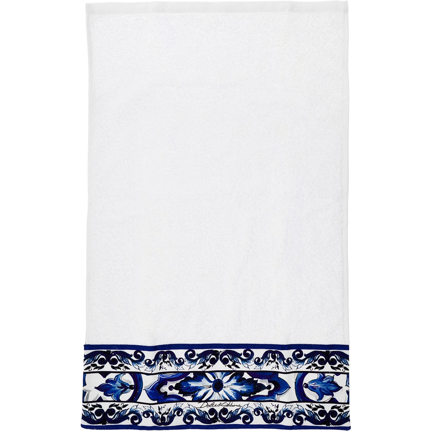 Set of 5 White and Blue Towels with Mediterraneo Print in Cotton Dolce & Gabbana