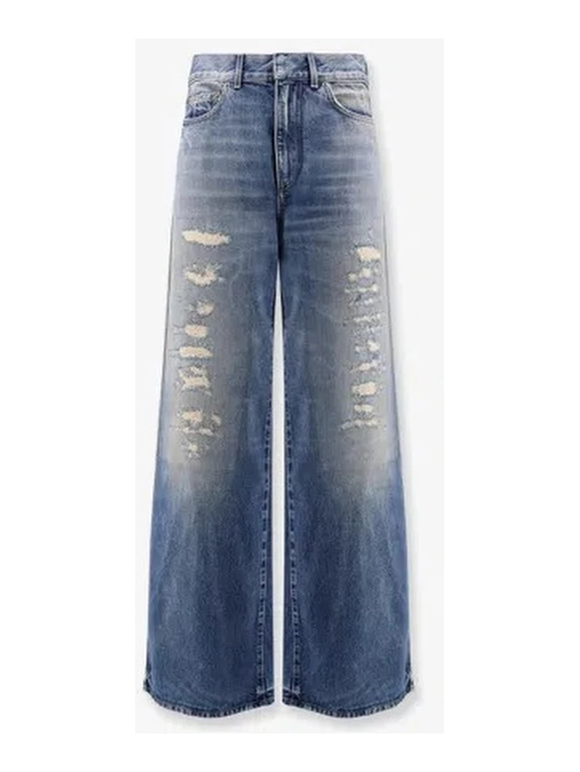 Flared jeans with destroyed effect