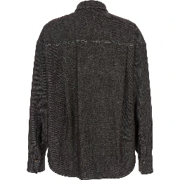 Brown Shirt with Classic Collar and Monil Detail on the Pocket in Cotton Blend Woman