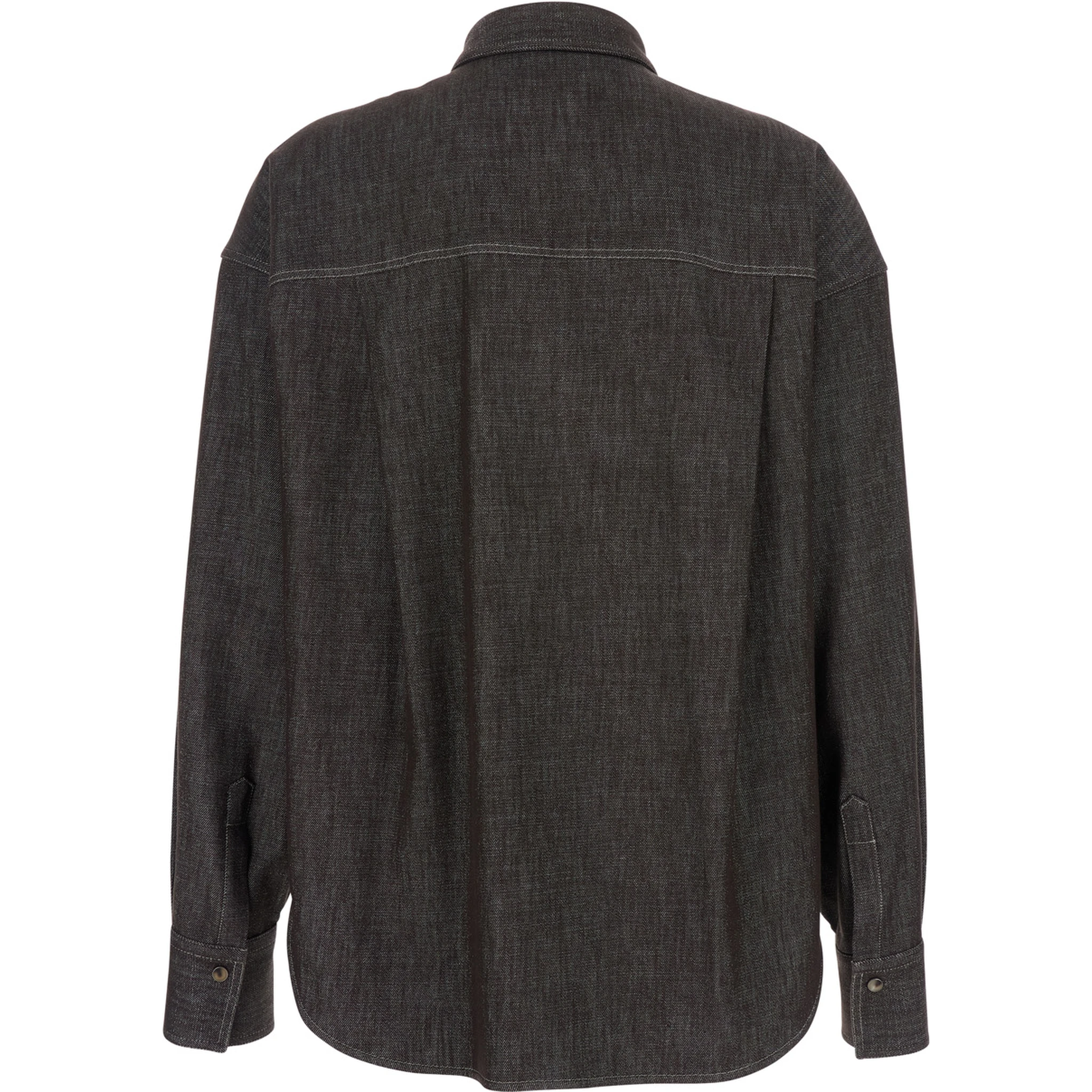 Brown Shirt with Classic Collar and Monil Detail on the Pocket in Cotton Blend Woman