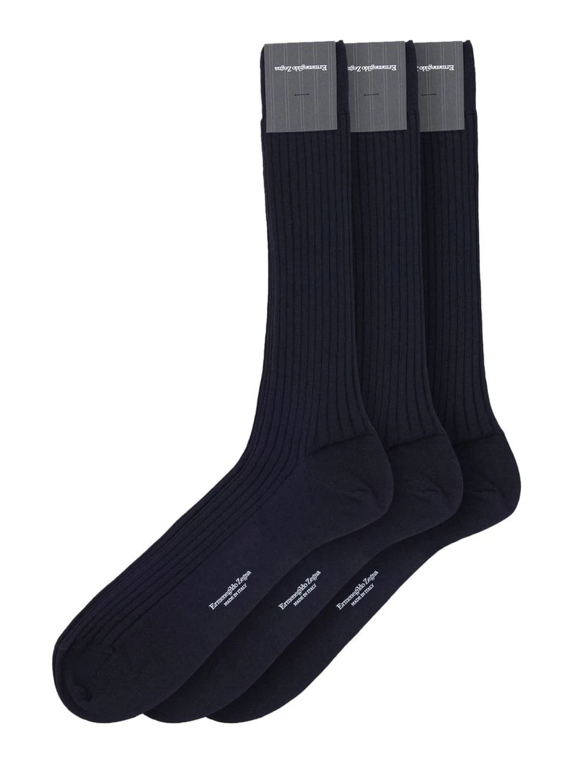 Navy Blue Wool Socks