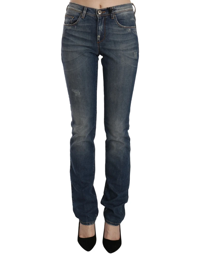 Blue Washed Boot Cut Casual Denim Pants Jeans