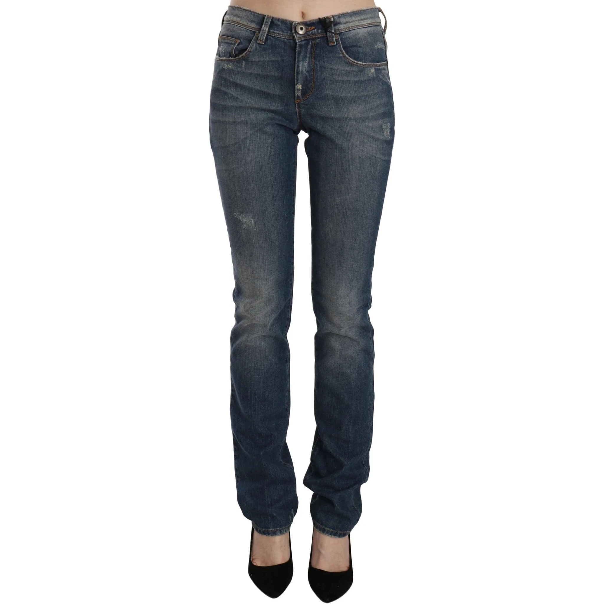 Blue Washed Boot Cut Casual Denim Pants Jeans