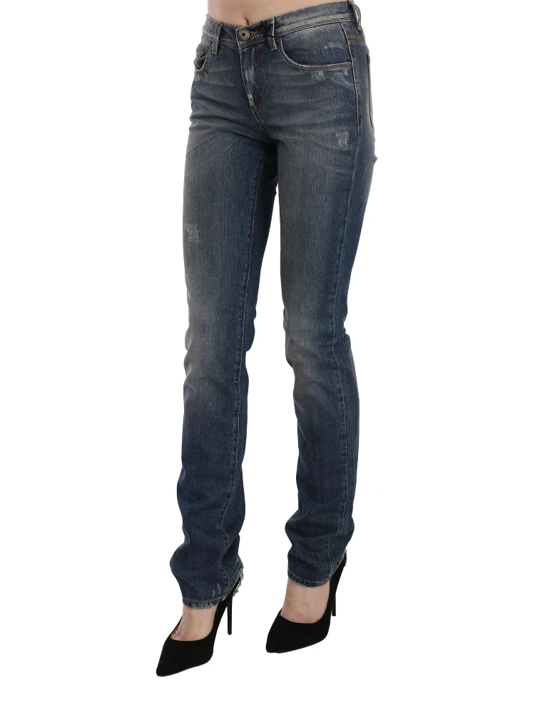 Blue Washed Boot Cut Casual Denim Pants Jeans alternative