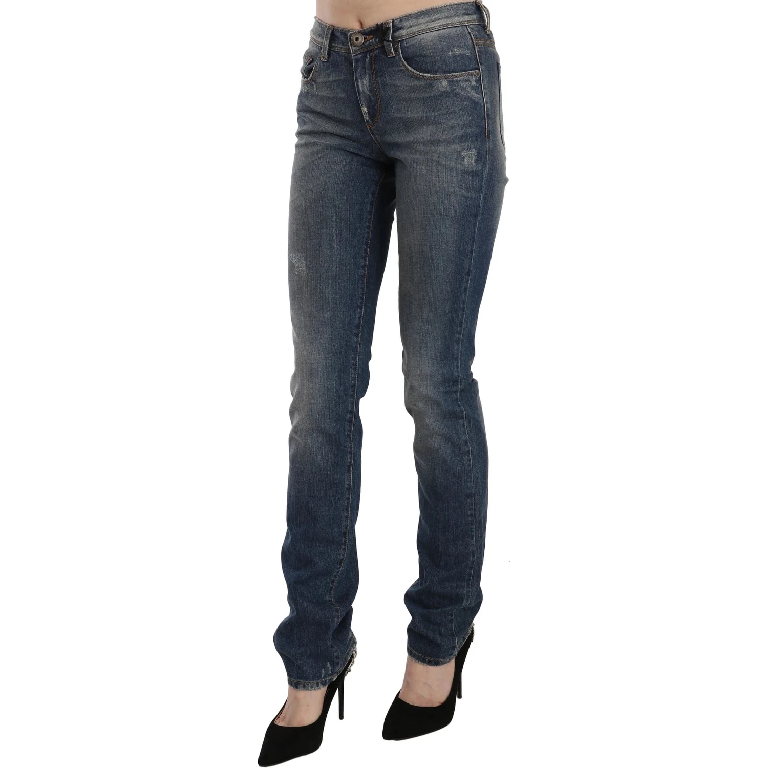 Blue Washed Boot Cut Casual Denim Pants Jeans