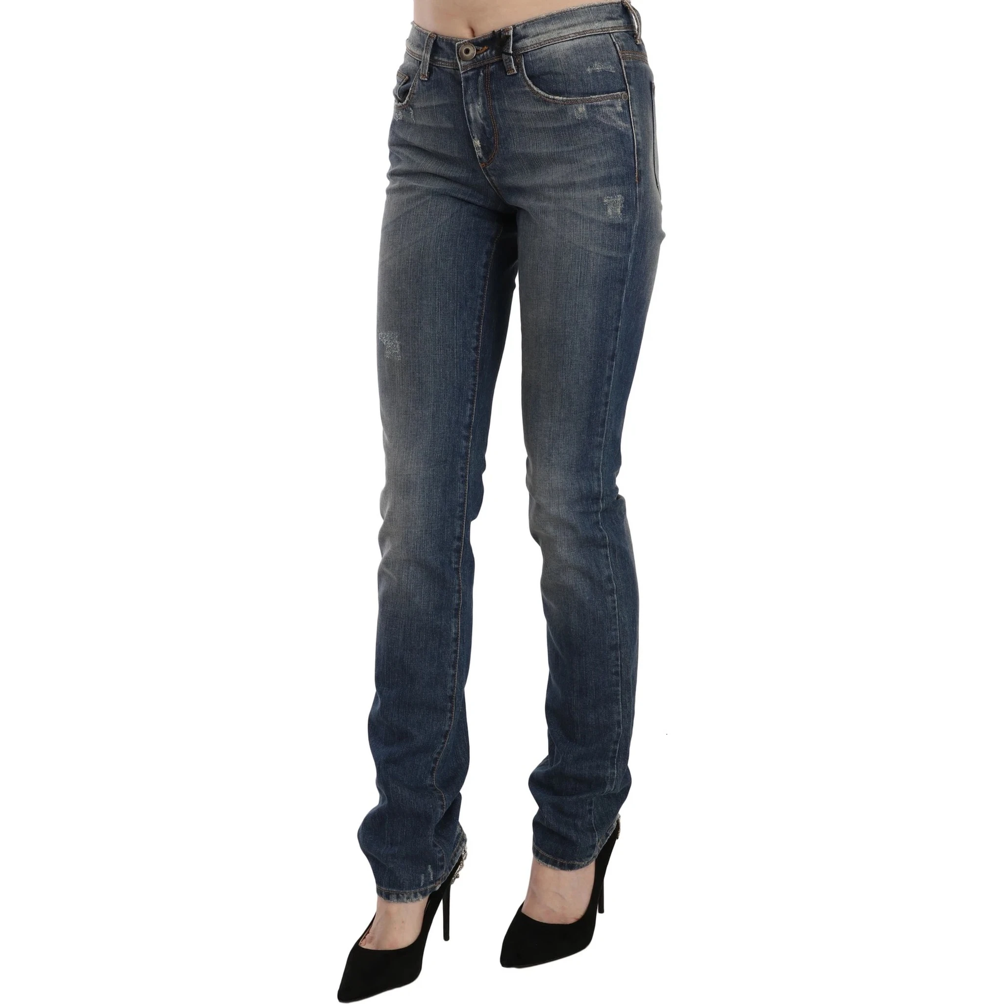 Blue Washed Boot Cut Casual Denim Pants Jeans