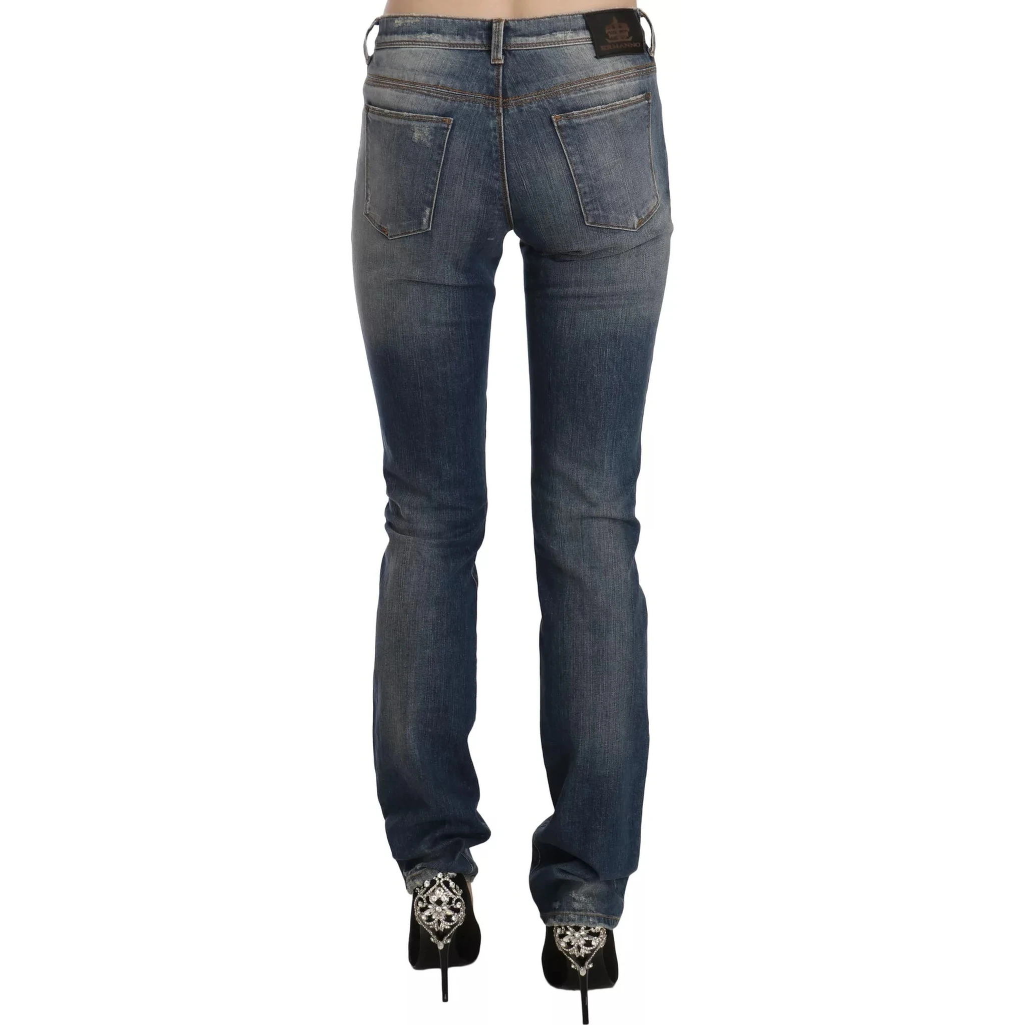 Blue Washed Boot Cut Casual Denim Pants Jeans