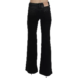 Black Washed High Waist Flared Denim Casual Pants Jeans