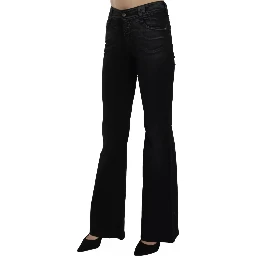 Black Washed High Waist Flared Denim Casual Pants Jeans