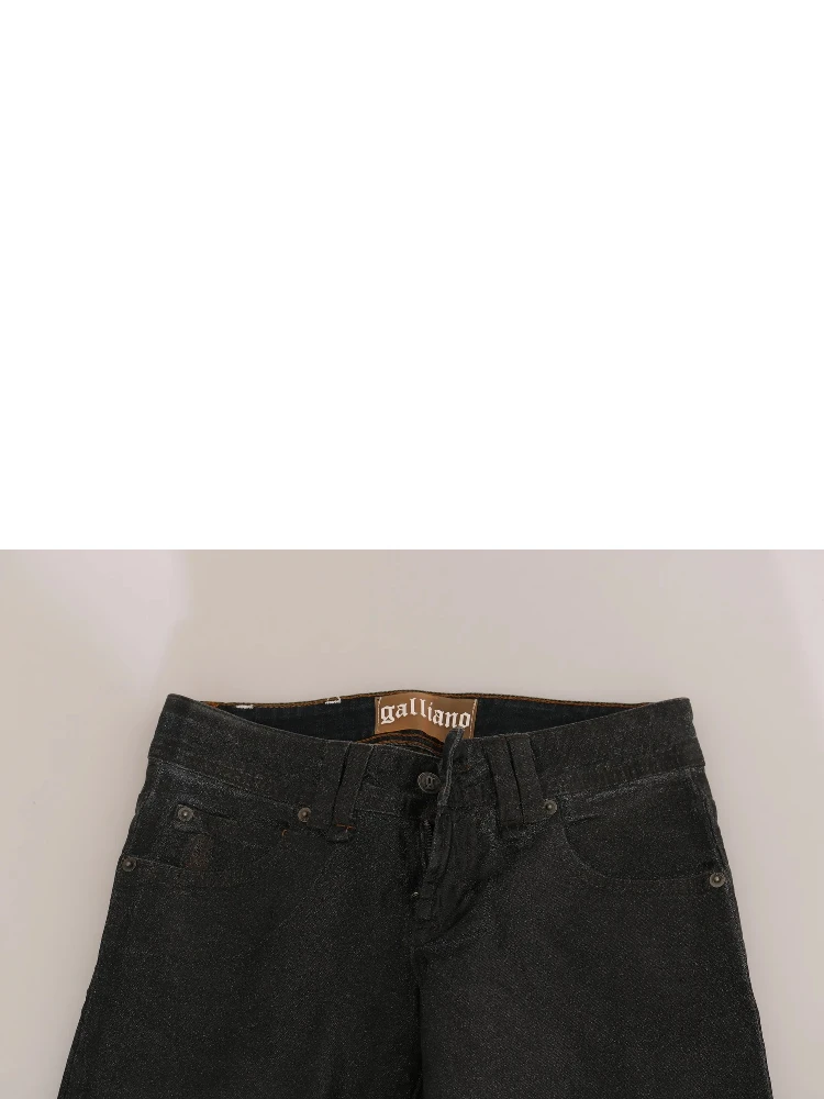 Black Washed Low Waist Regular Leg Denim Pants