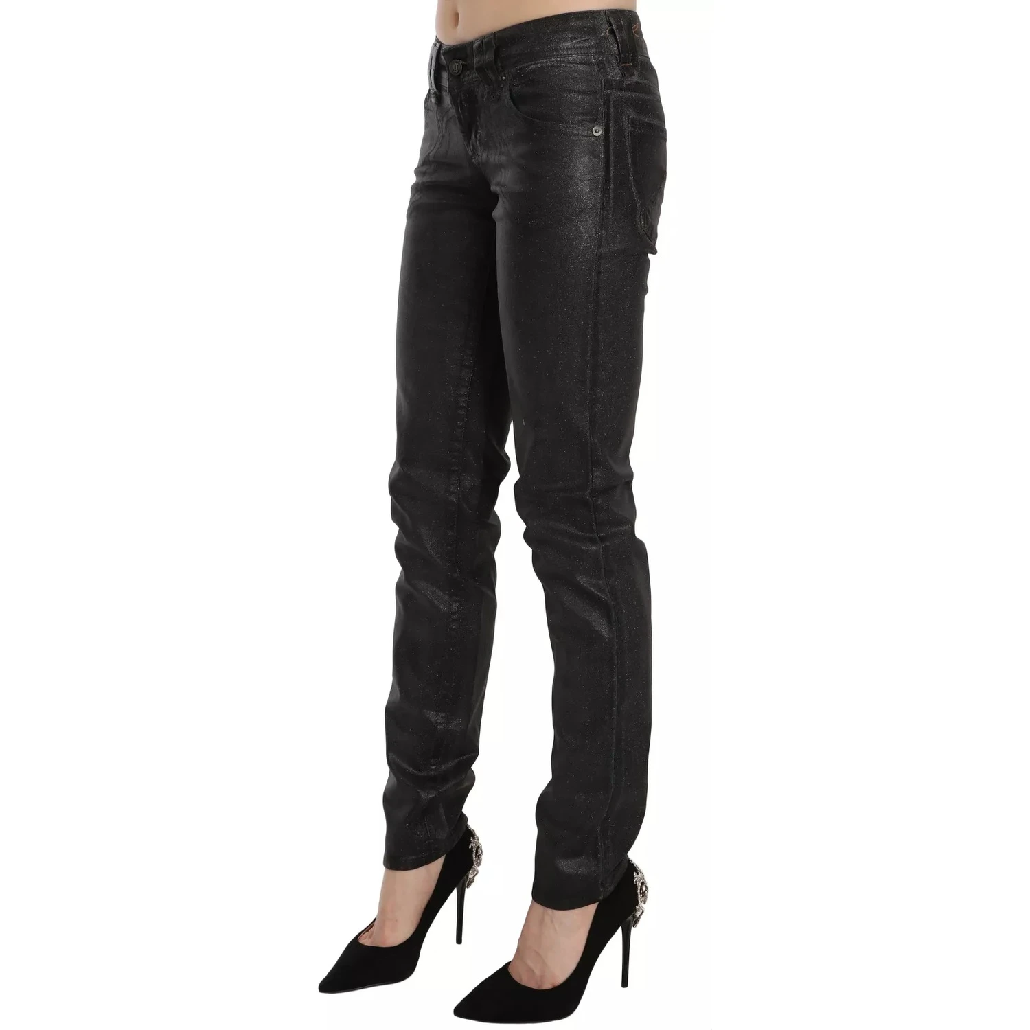 Black Washed Low Waist Regular Leg Denim Pants