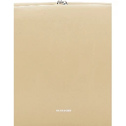 Goji Pillow Beige Shoulder Bag with Clasp Closure and Logo Lettering on the Front in Leather Woman