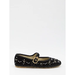 Endouce velvet Mary-Jane ballerina flats