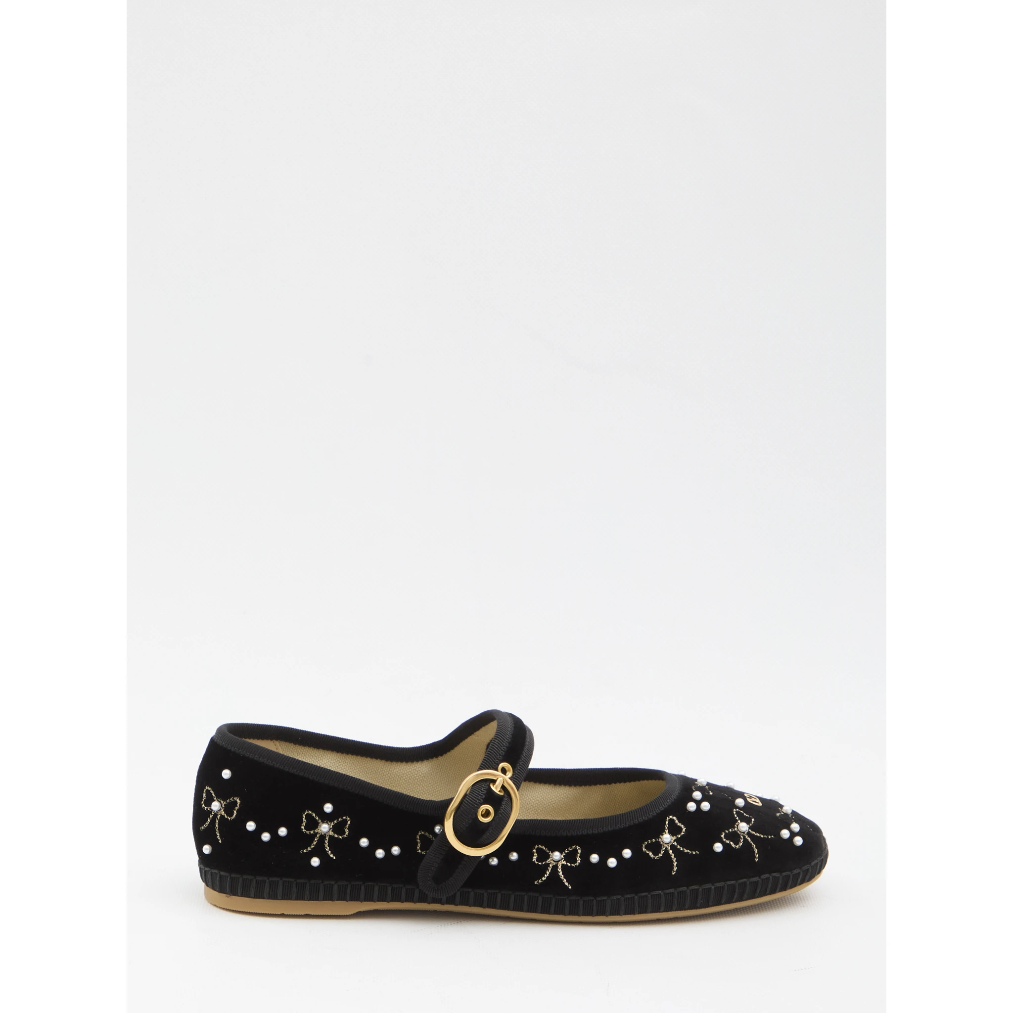 Endouce velvet Mary-Jane ballerina flats