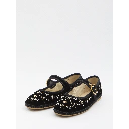 Endouce velvet Mary-Jane ballerina flats