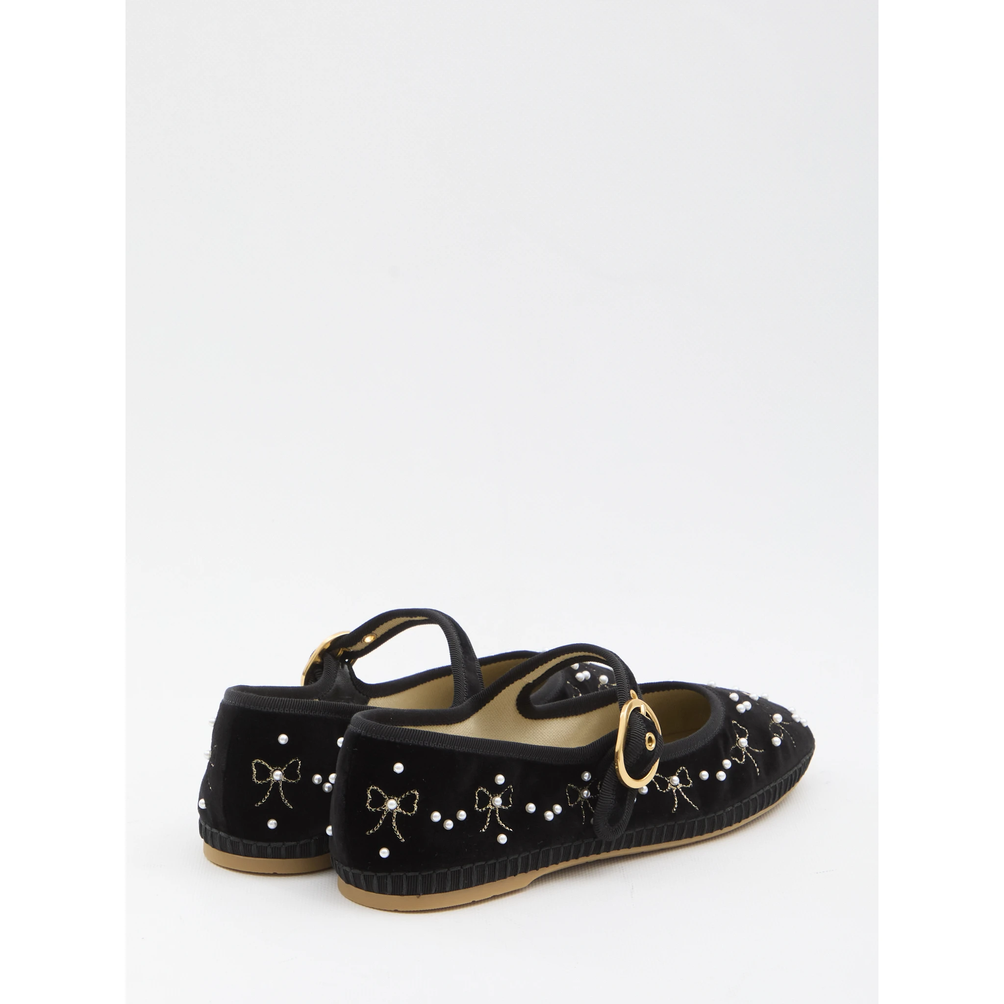 Endouce velvet Mary-Jane ballerina flats