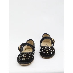 Endouce velvet Mary-Jane ballerina flats