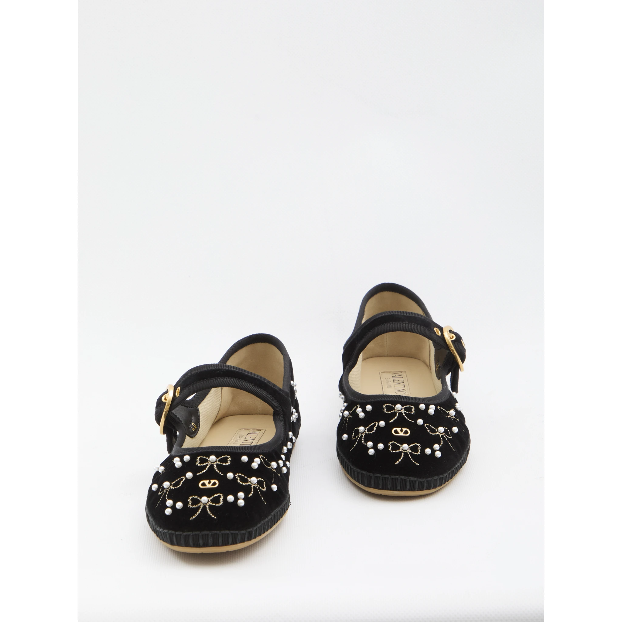 Endouce velvet Mary-Jane ballerina flats