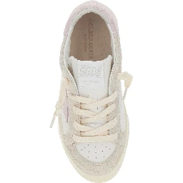 May White Low Top Sneakers with Logo on the Tongue and Star Shaped Detail on the Side in Leather Girl