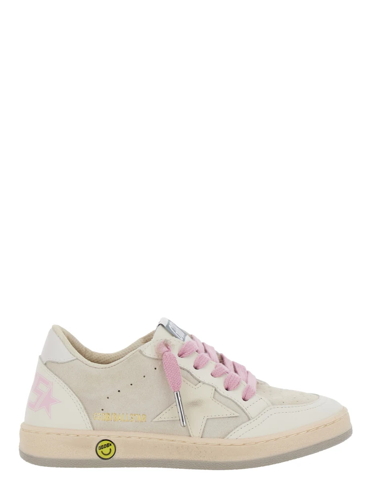 Superstar White Low-Top Sneakers with Side Star in Leather Girl