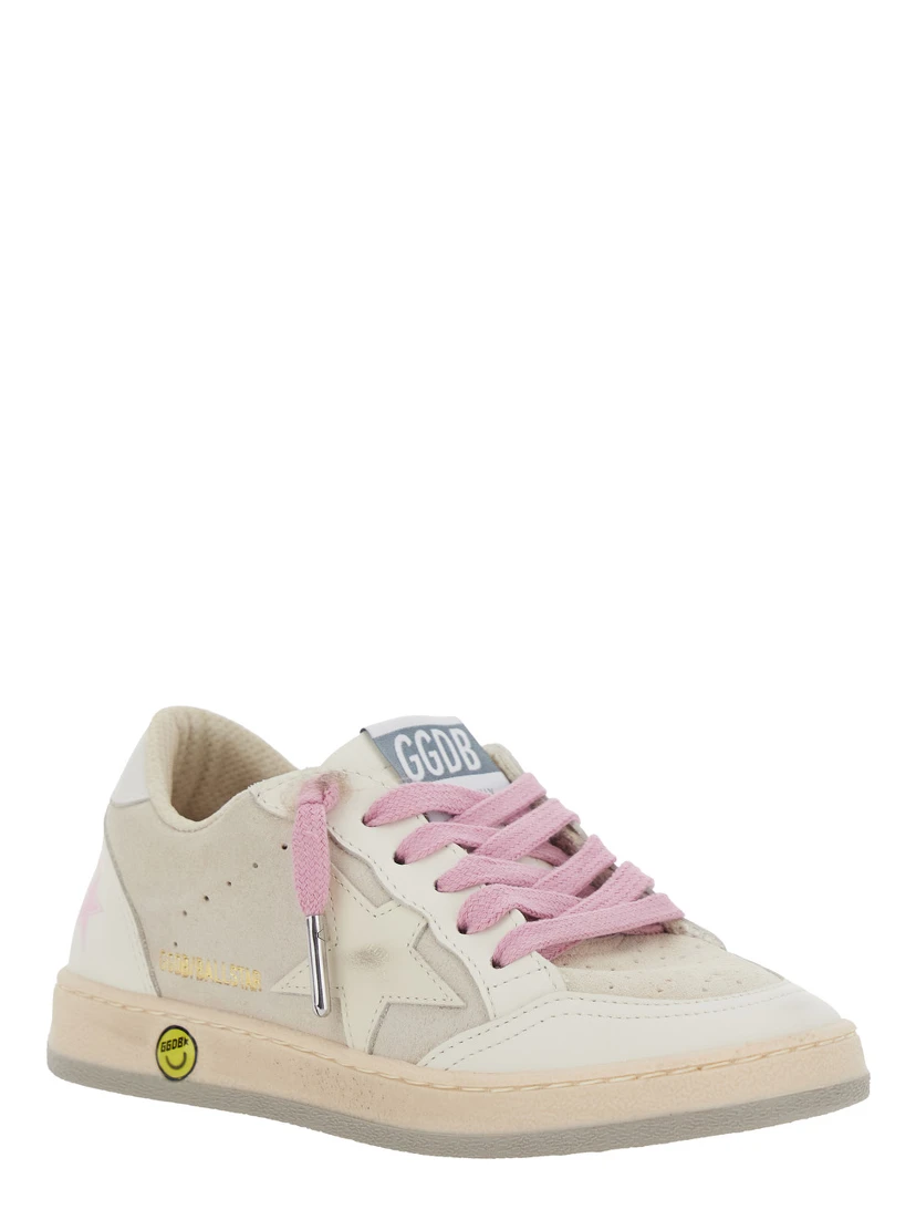 Superstar White Low-Top Sneakers with Side Star in Leather Girl