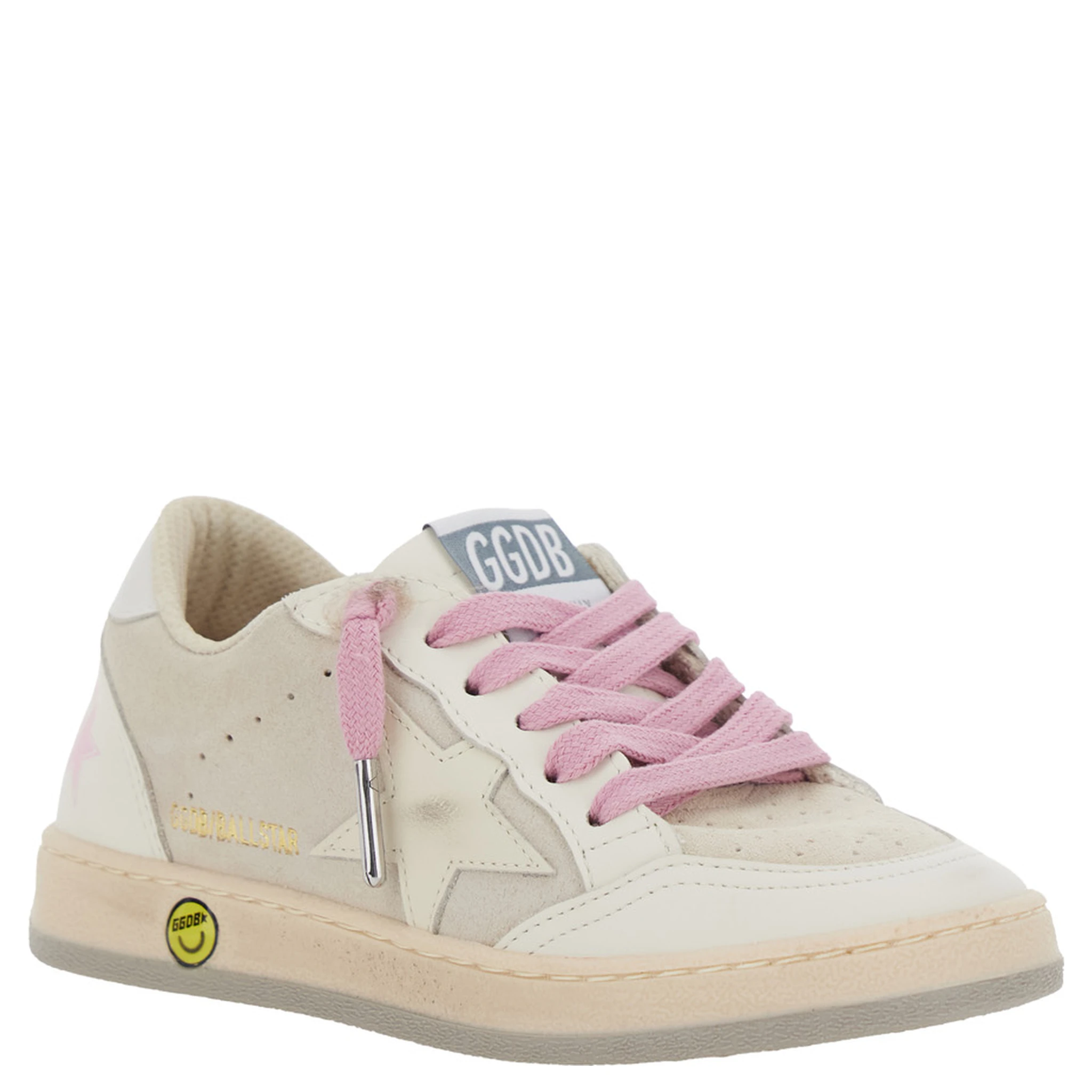 Superstar White Low-Top Sneakers with Side Star in Leather Girl