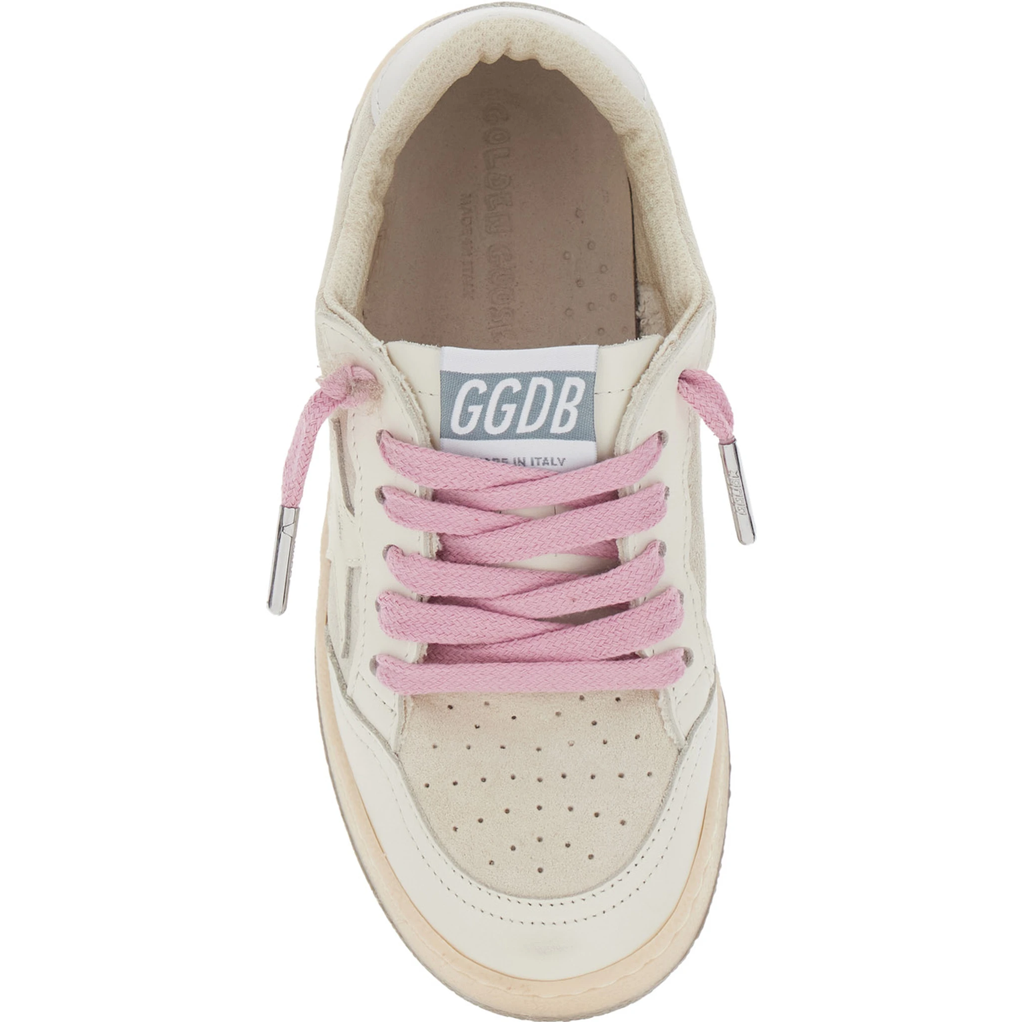 Superstar White Low-Top Sneakers with Side Star in Leather Girl