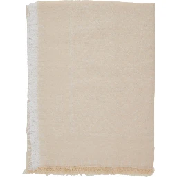 Beige Rectangular Scarf with All-Over Motif and Frayed Hem in Fabric Woman